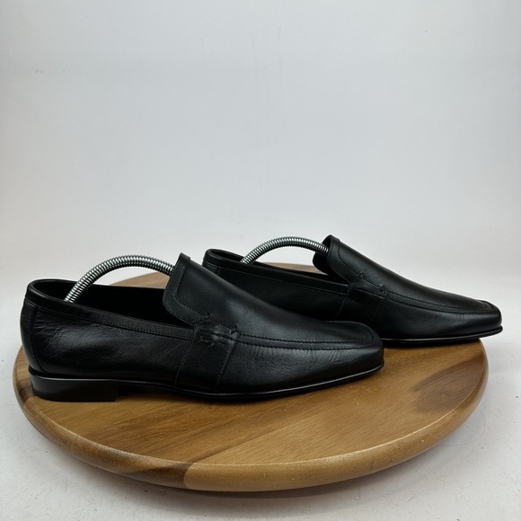 Mens Salvatore Ferragamo Black Leather Square Toe Comfort Loafers‎ Size 7.5 EE